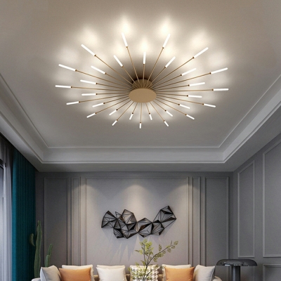 Linear Modern Flush Mount Ceiling Light Fixture Metal for Living Room