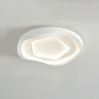Modern Unique Shape Metal Flush Mount Light in White for Dining Room