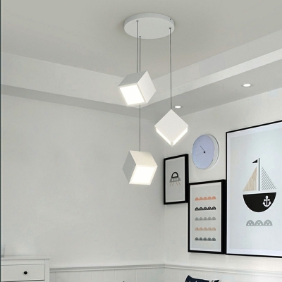 Square Modern Pendant Lighting Fixtures Metal for Living Room