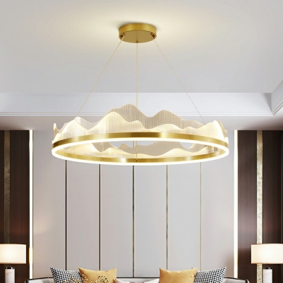 LED Contemporary Yellow Round Simple Chandelier for Dining Room