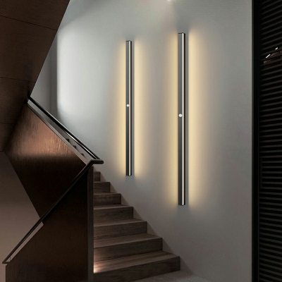 Modern Line Shape 1 Light Wall Mounted Reading Lights in Black for Washroom