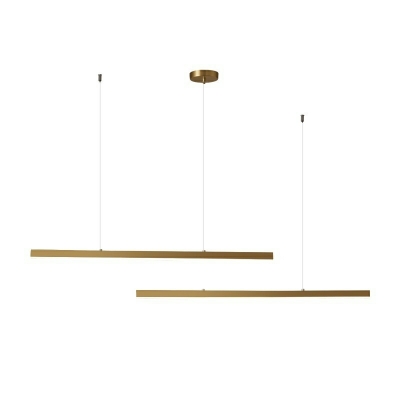 Modern Line Shape 1 Light Metal Island Chandelier Lights in Gold for Living Room