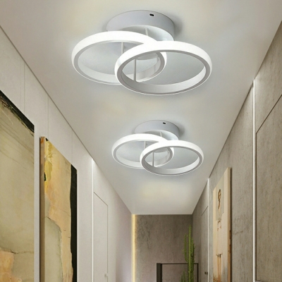 Modern Style Two Round Shape Metal Flush Ceiling Light for Living Room