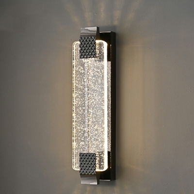 Rectangle Translucent Crystal Wall Mount Light Modern for Living Room