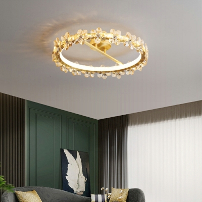 Romantic Wreath Luxury Crystal Indoor Semi Flush Ceiling Fixture for Living Room