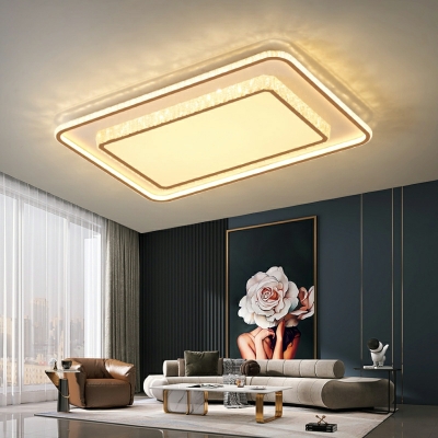 Single Tier Modern Flushmount Ceiling Fixture Crystal for Living Room