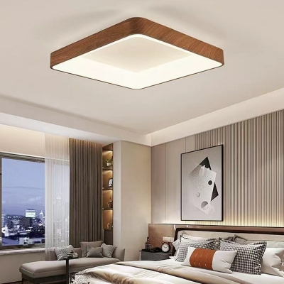 1-Light Wood Flush Mount Ceiling Light Fixture Modern for Bed Room