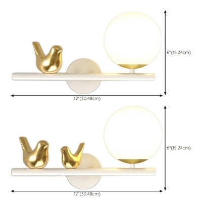 Globe Gold Wall Sconce Lighting Modern Milk Glass for Bed Room