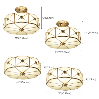 Traditional Style Simple Shape Glass Flush Mount Chandelier for Bed Room