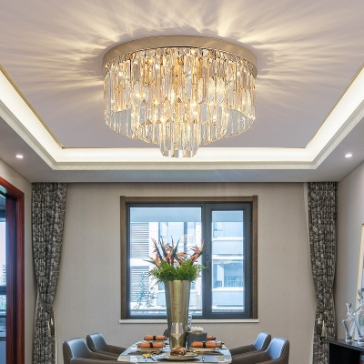 Cascading Flush Ceiling Light Fixture Modern Crystal for Living Room