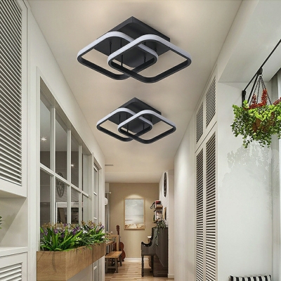 Modern Style Two Square Shape Metal Flush Ceiling Light for Living Room