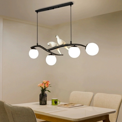 Modern Unique Shape 4 Lights Metal Island Chandelier Lights for Living Room
