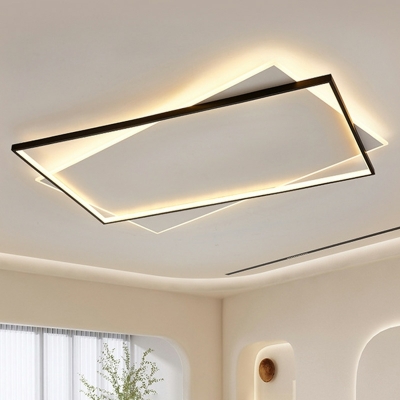 Simple Shape 2 Lights Metal Flush Ceiling Light Fixture for Dining Room