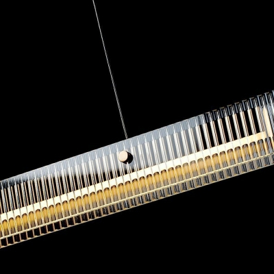 LED Minimalist Island Chandelier Lights Strip Shape Wrought Iron