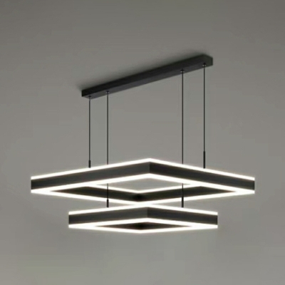 Modren Style Simple LED Rectangle Chandelier Light for Living Room