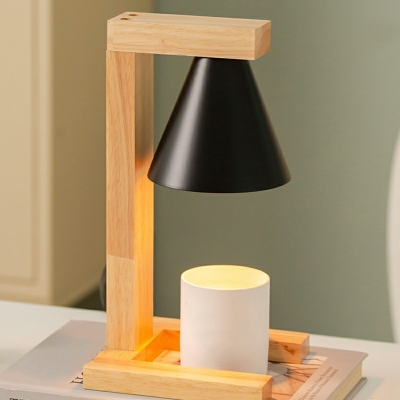 Contemporary Style Cone Shape Unique Wood Table Lighting for Bedroom