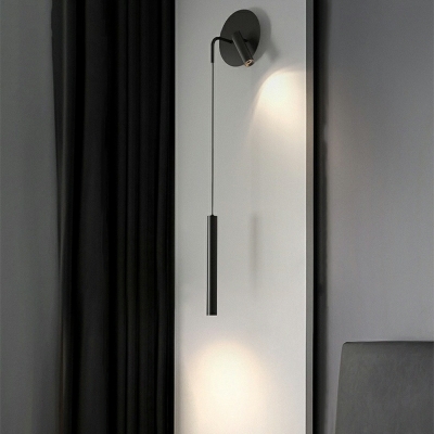 Cylindrical 2 Light Wall Sconce Lights Metal Modern in Black