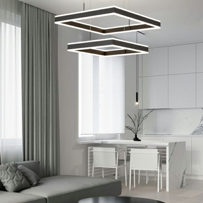 Modren Simple Led Box Double Decker Chandelier Light for Living Room
