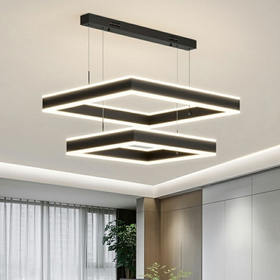 Modren Simple Led Box Double Decker Chandelier Light for Living Room