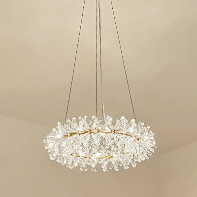 Round Modern Suspended Lighting Fixture Crystal for Bed Room