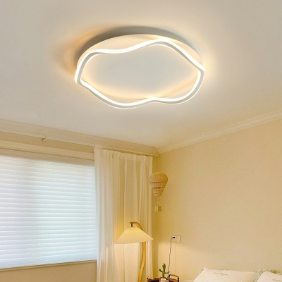 Simple Line Shape 1 Light Metal Flush Ceiling Light Fixture in White for Dining Room