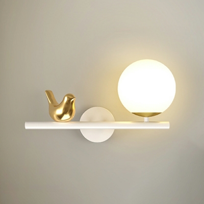 Globe Gold Wall Sconce Lighting Modern Milk Glass for Bed Room