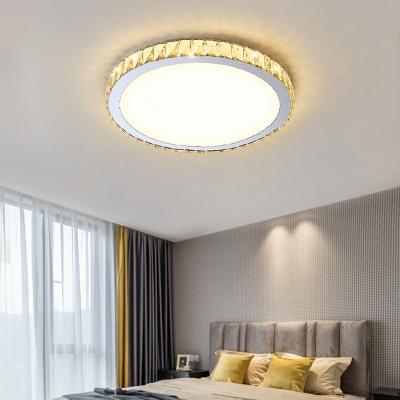 Single Tier Modern Flushmount Lighting Crystal for Living Room