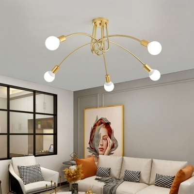 Sputnik Industrial Semi Flush Mount Ceiling Light Metal for Living Room