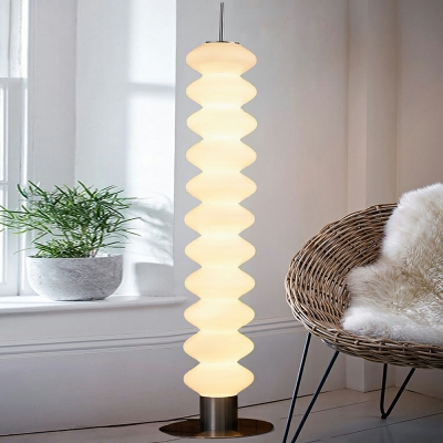 Contemporary Style Unique Shape Glass Floor Lamp in White for Bedroom