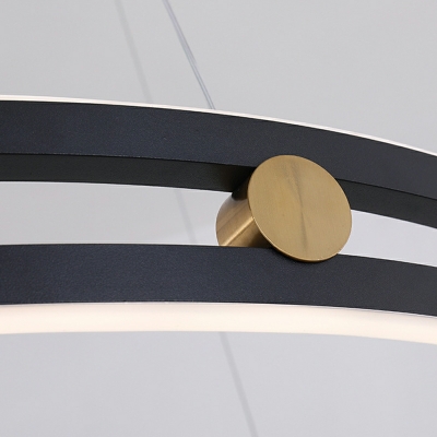 Modern Style Ring Shape 2 Lights Metal Chandelier Pendant Light for Living Room