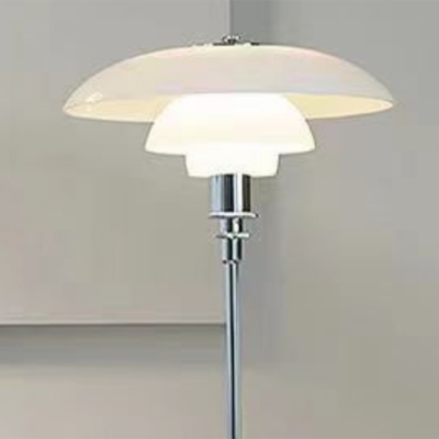 Modern Style White Glass Shade Floor Lamp in Silver Finish for Living Room