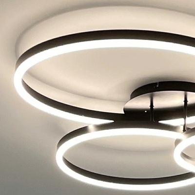 Modern Unique Shape 3 Light Metal Flush Ceiling Light Fixture in Black for Living Room