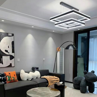 Modren Style Simple LED Rectangle Chandelier Light for Living Room