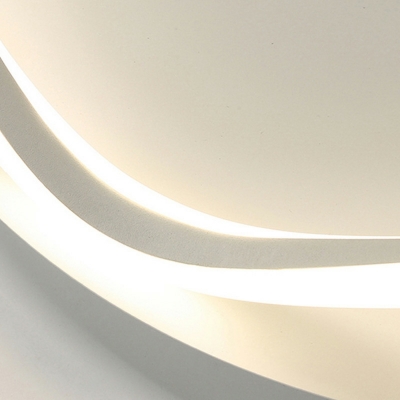 Simple Line Shape 1 Light Metal Flush Ceiling Light Fixture in White for Dining Room