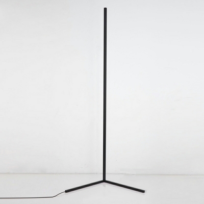 Contemporary Style Simple Line Shape Metal Floor Lamp in Black for Living Room
