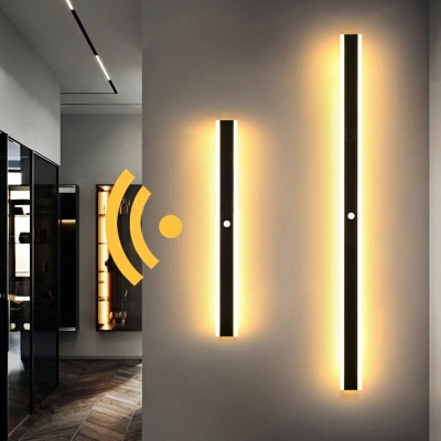 Linear Modern Metal Vanity Wall Light Fixtures Black for Shower room