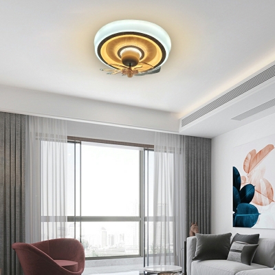 Modern Round Shape 2 Lights Ceiling Fan Light for Dining Room