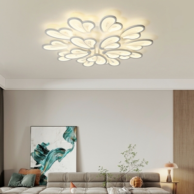 Unique Shape Modern Metal Flush Ceiling Light Fixtures in White for Dining Room
