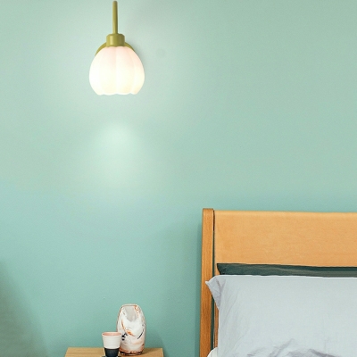 Armed Modern Green Sconce Light Fixtures Opal Glass for Living Room