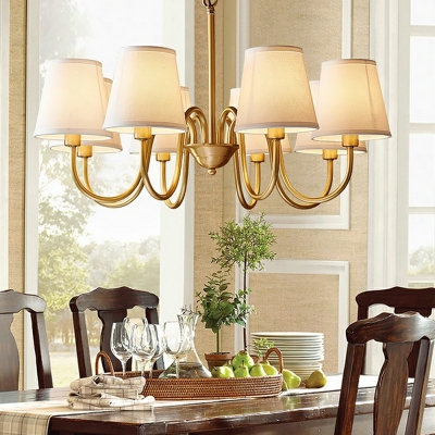 Contemporary Style Tapered Shape Fabric Hanging Lamp Kit for Dining Room