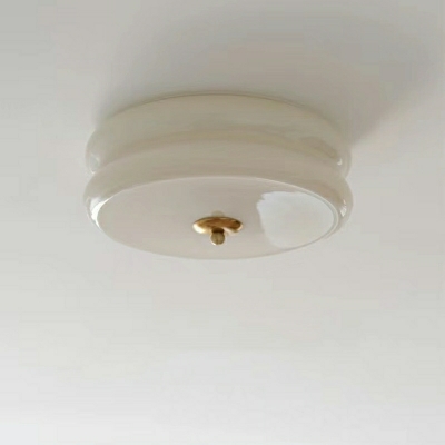 Drum Shape Glass Shade Integrated LED Flush Pendant Ceiling Light