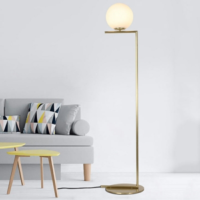 Modern Metal Torchiere Lamp Round Gold 1-Light for Living Room