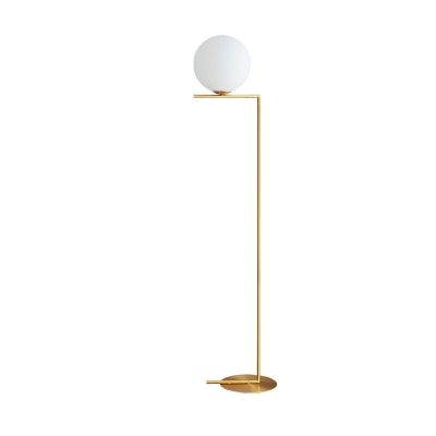 Modern Metal Torchiere Lamp Round Gold 1-Light for Living Room