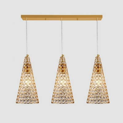 Modern Unique Shape Crystal Down Lighting Pendant for Dining Room