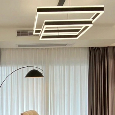 Modren Style Simple LED Square Chandelier Light for Living Room