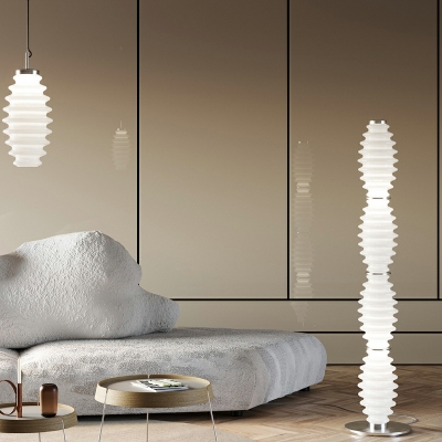 Modern Floor Lamp Opal Glossy Glass Four-Light for Living Room