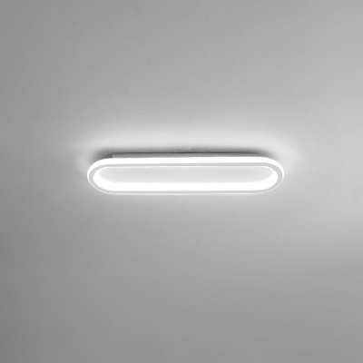 Modern Oval Shape 1 Light Metal Flush Ceiling Light Fixture in White for Dining Room