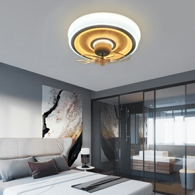 Modern Round Shape 2 Lights Ceiling Fan Light for Dining Room