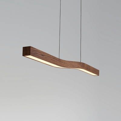 Modern Simple Shape 1 Light Metal Island Chandelier Lights in Wood for Living Room