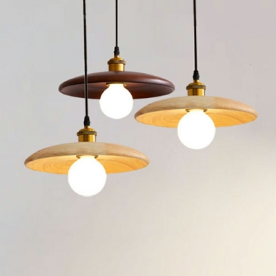 Modern Style Dish Shape 1 Light Wood Suspension Pendant for Dining Room